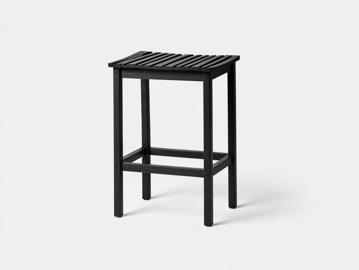 Barhocker Holz 44x44x77 cm - Schwarz - Outdoor-Sitz mit Lattenfläche und Querstreben-Lonazahaus