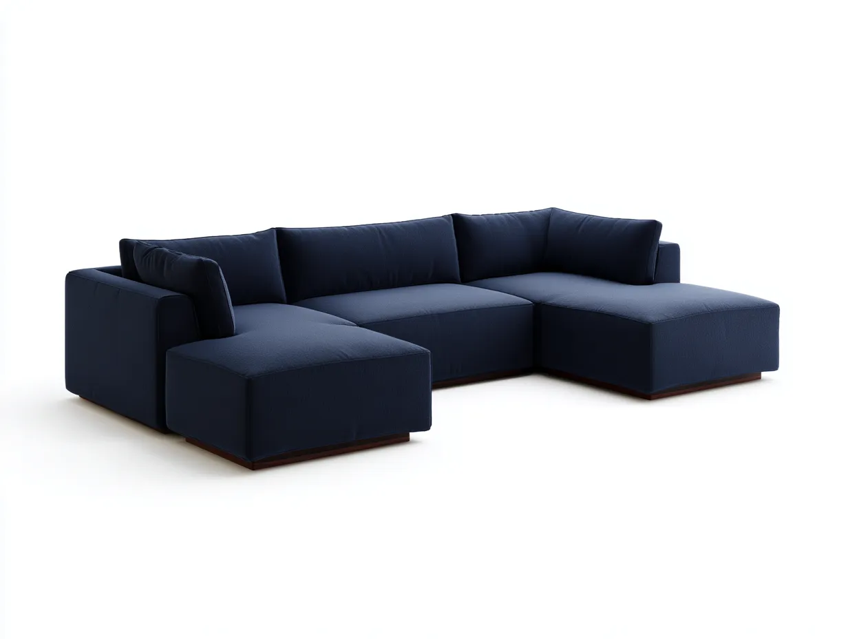 Ecksofa aus Strukturstoff 322x238x76 cm - dunkelblau und braun - modular für Wohnzimmer-Lonazahaus