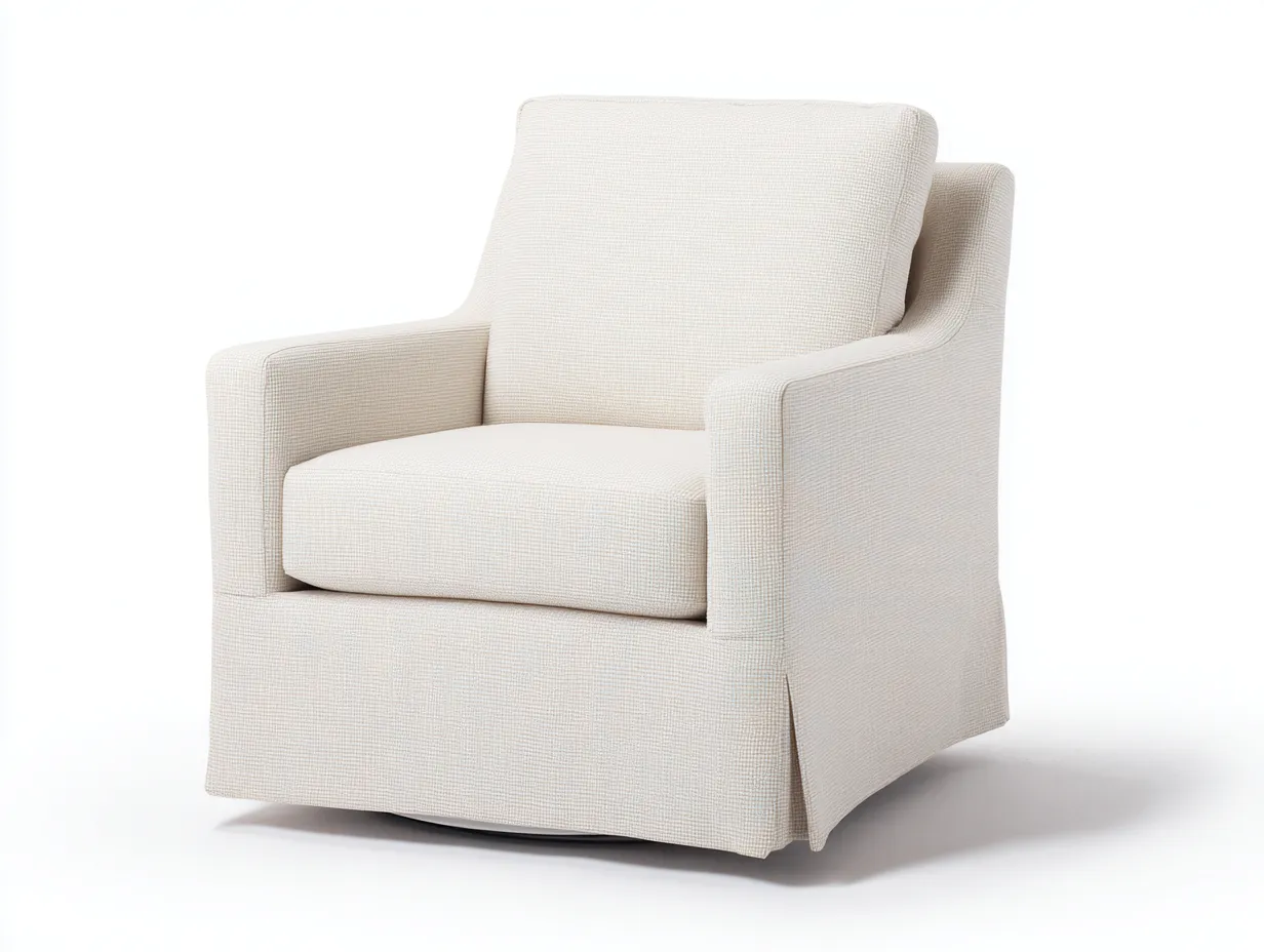 Sessel Stoff 84x82x86 cm - Creme - gepolsterter Drehsessel für Wohnzimmer-Lonazahaus