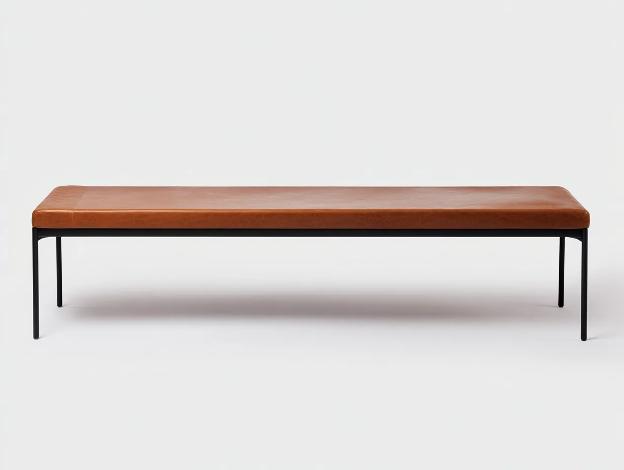 Bank aus Lederoptik 178x38x44 cm - Braun und Schwarz - schmale Metallbeine für Schlafzimmer-Lonazahaus