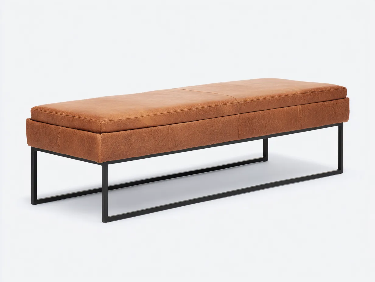 Bank aus Lederoptik 160x42x46 cm - Braun und Schwarz - gepolstert für Schlafzimmer-Lonazahaus