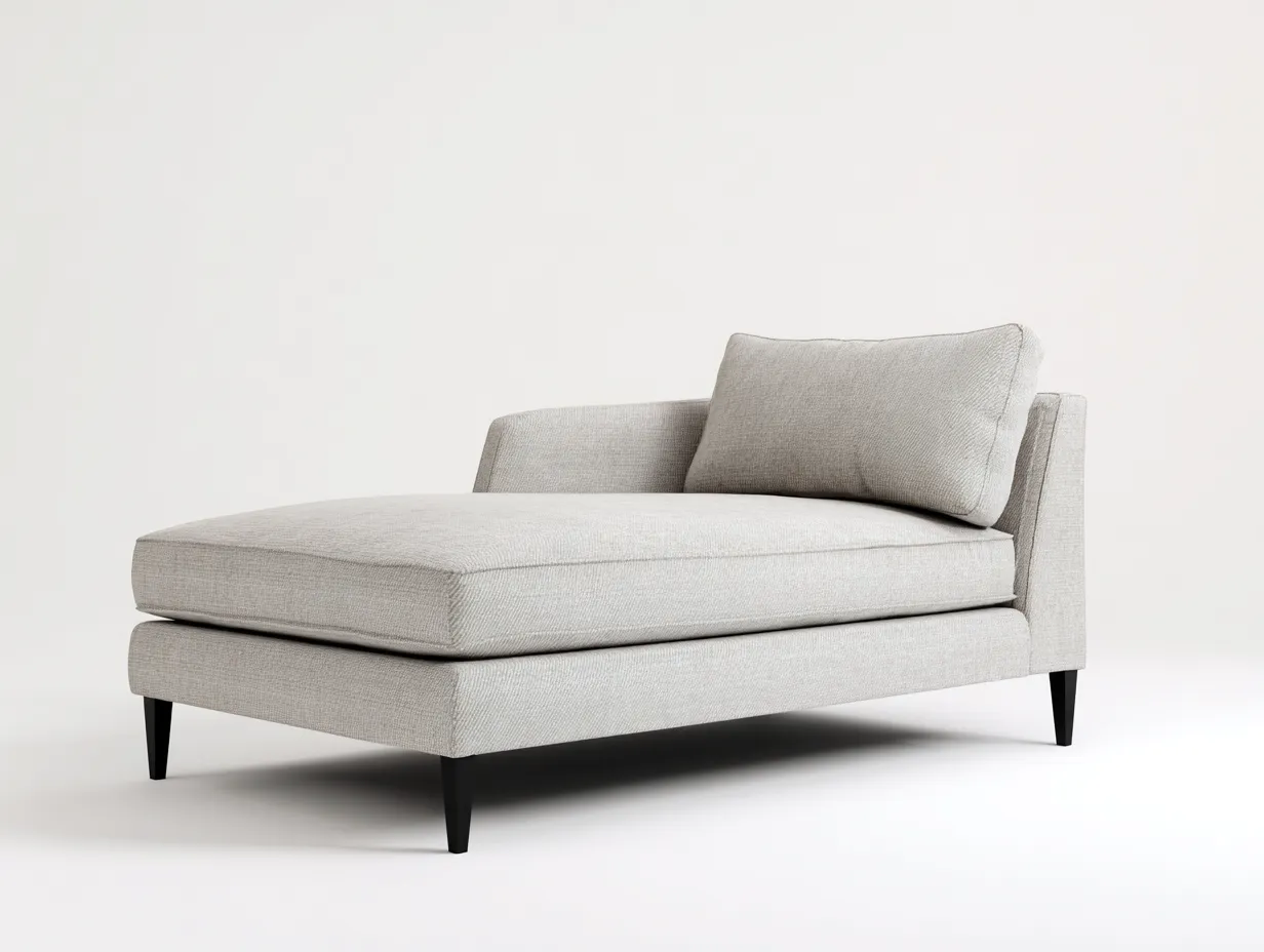 Chaiselongue aus hellgrauem Webstoff 184x88x78 cm - hellgrau und schwarz - modernes Ruhemodul für Wohnzimmer-Lonazahaus