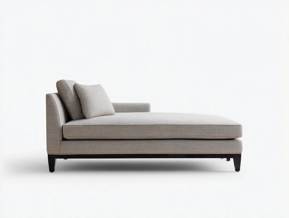 Chaiselongue aus beigem Webstoff 190x86x79 cm - beige und schwarz - längliche Ruhefläche für Wohnzimmer-Lonazahaus