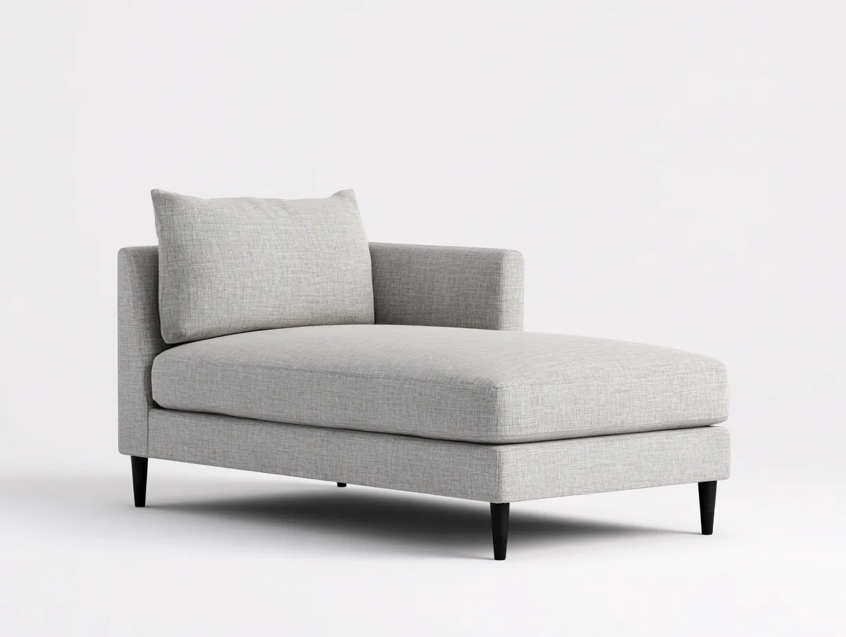 Chaiselongue aus beigem Leinenstoff 180x86x81 cm - beige und schwarz - geradlinig für Wohnzimmer-Lonazahaus