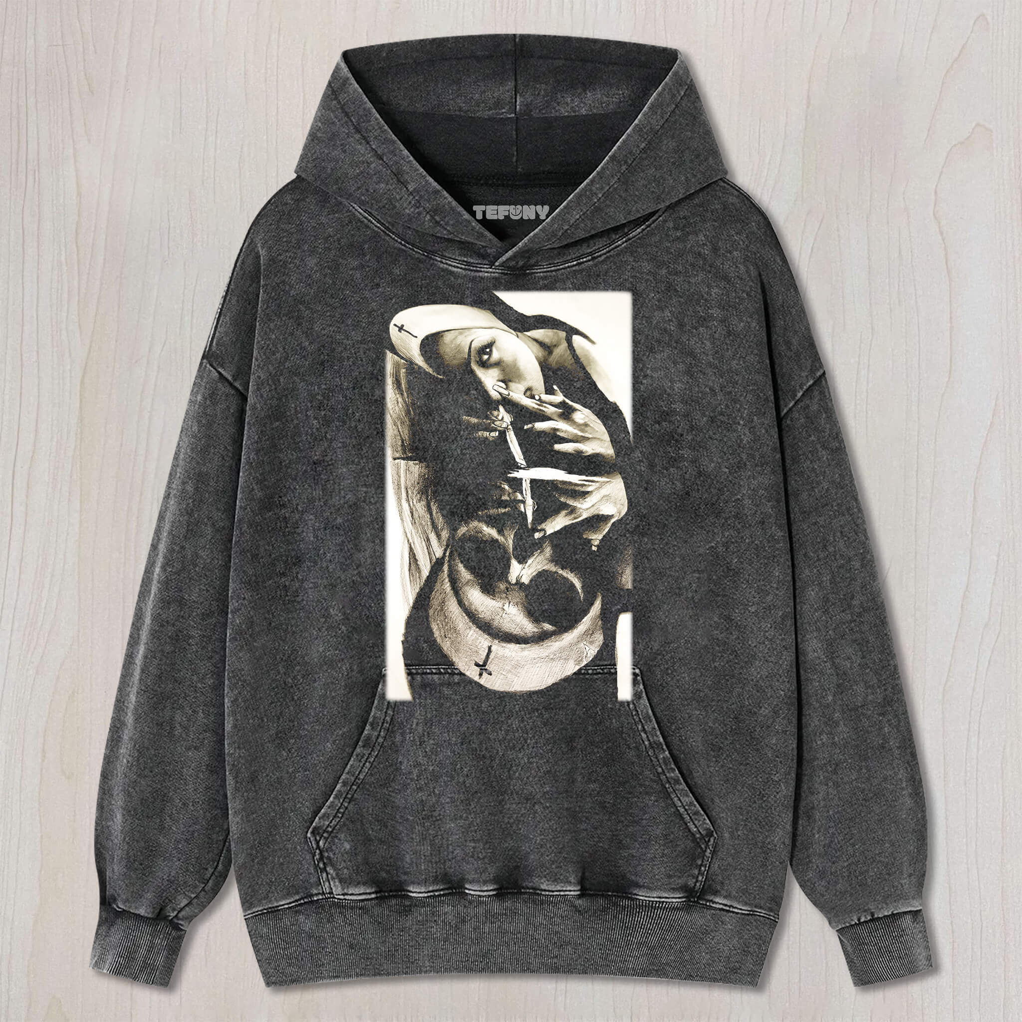 THE NUN WAS SUCKED INTO A SKELETON T-SHIRT