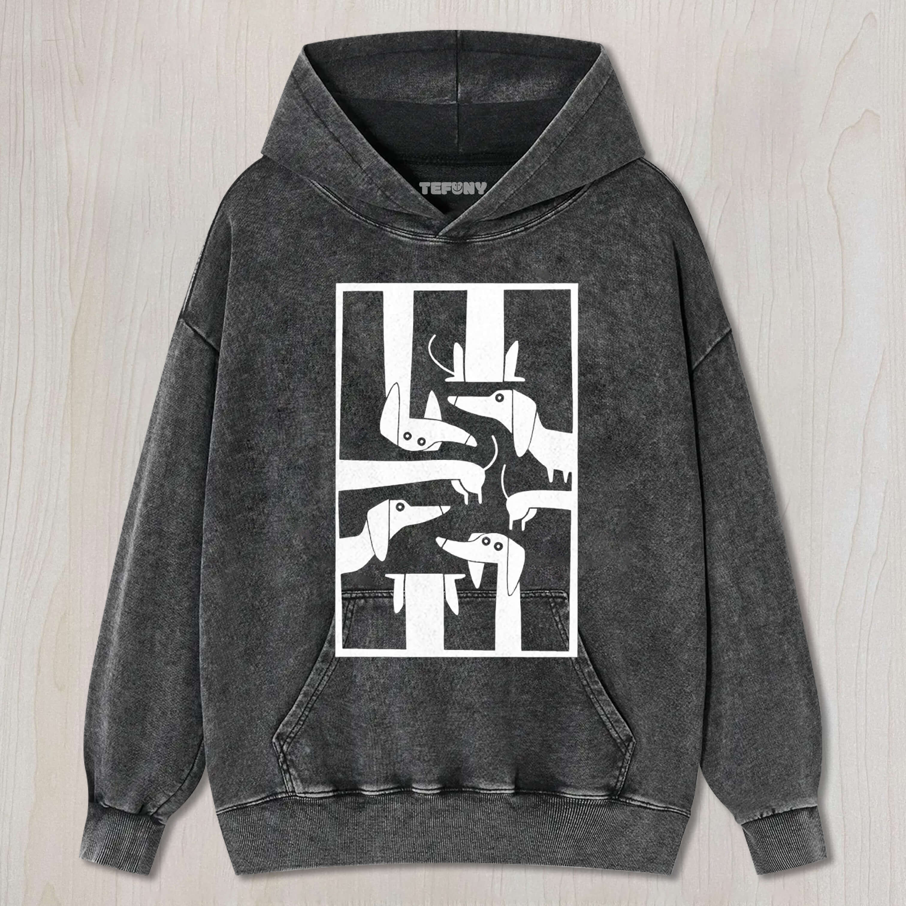 GEOMETRIC DACHSHUND DOG VINTAGE WASHED TEE & SWEAT & HOOD