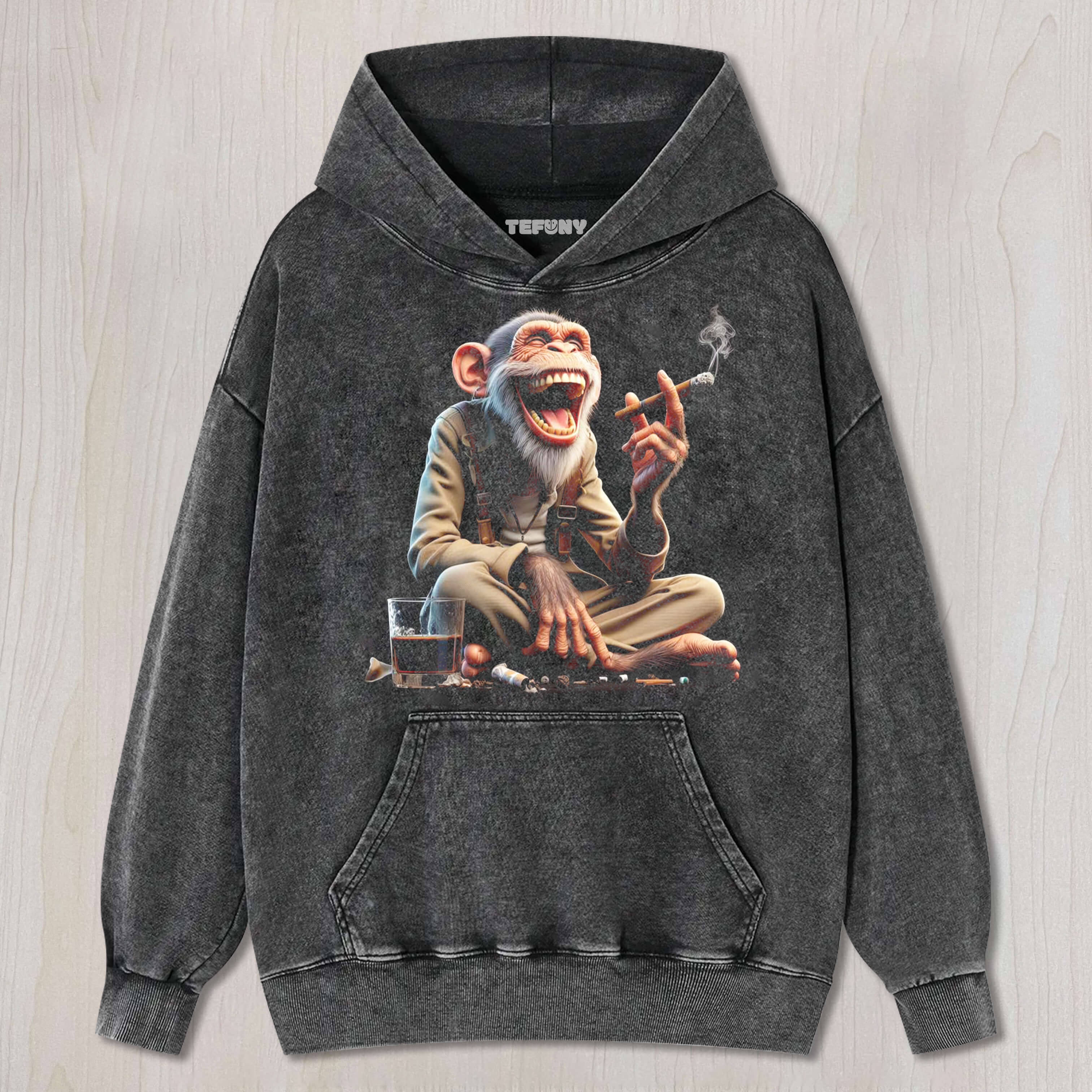 MONKEY SMOKING AND LAUGHING T-SHIRT