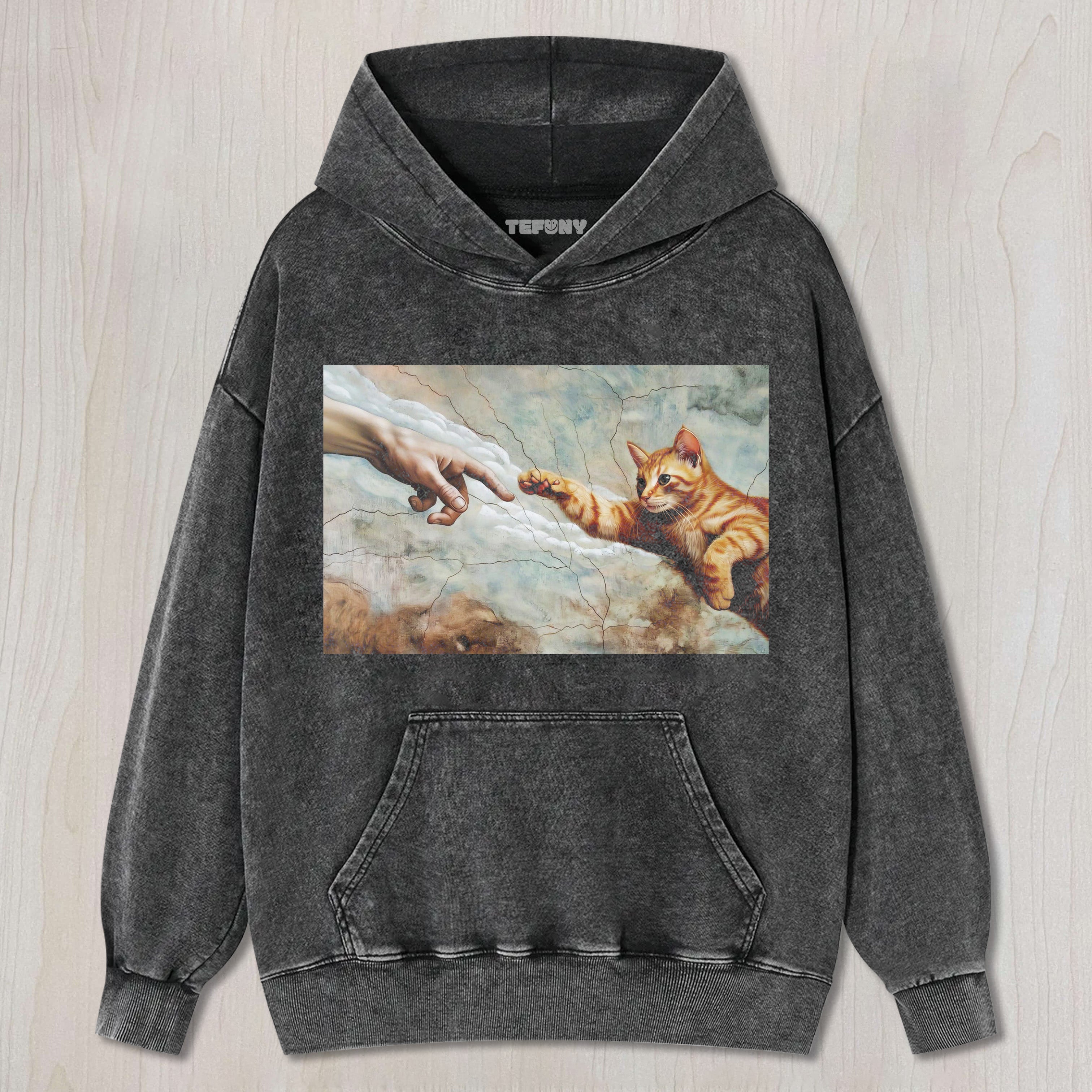 THE CAT REACHES OUT TO GOD T-SHIRT & LONG SLEEVES & HOODIES