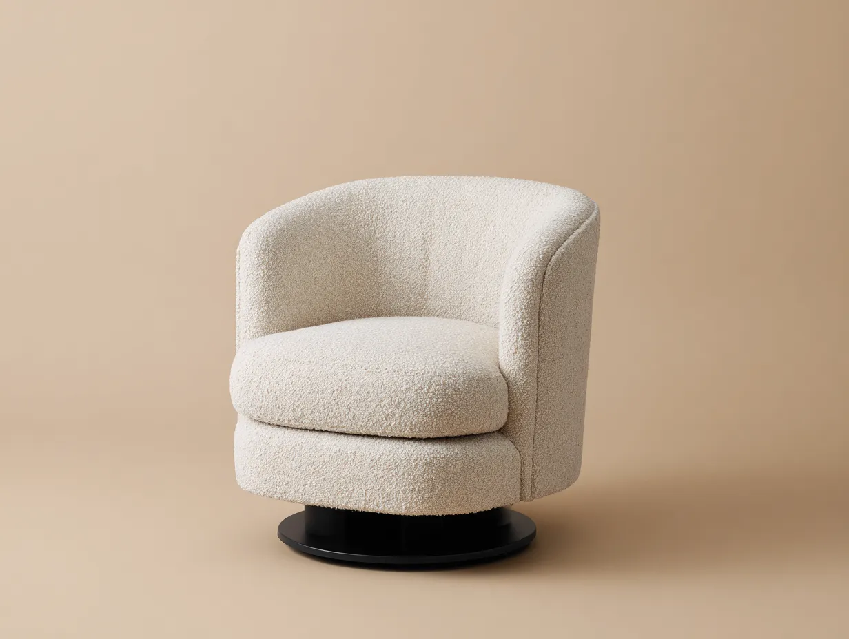 Sessel Bouclé 80x76x78 cm - Creme und Schwarz - geschwungener Loungesessel für Wohnzimmer-Sariohaus