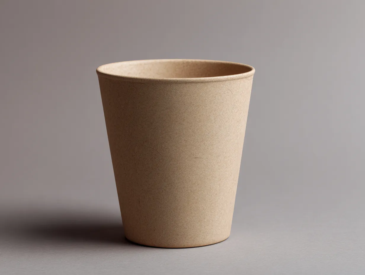 Vase aus Naturfaseroptik 18x18x22 cm - Beige - konische Form für Outdoor-Dekoration-Sariohaus