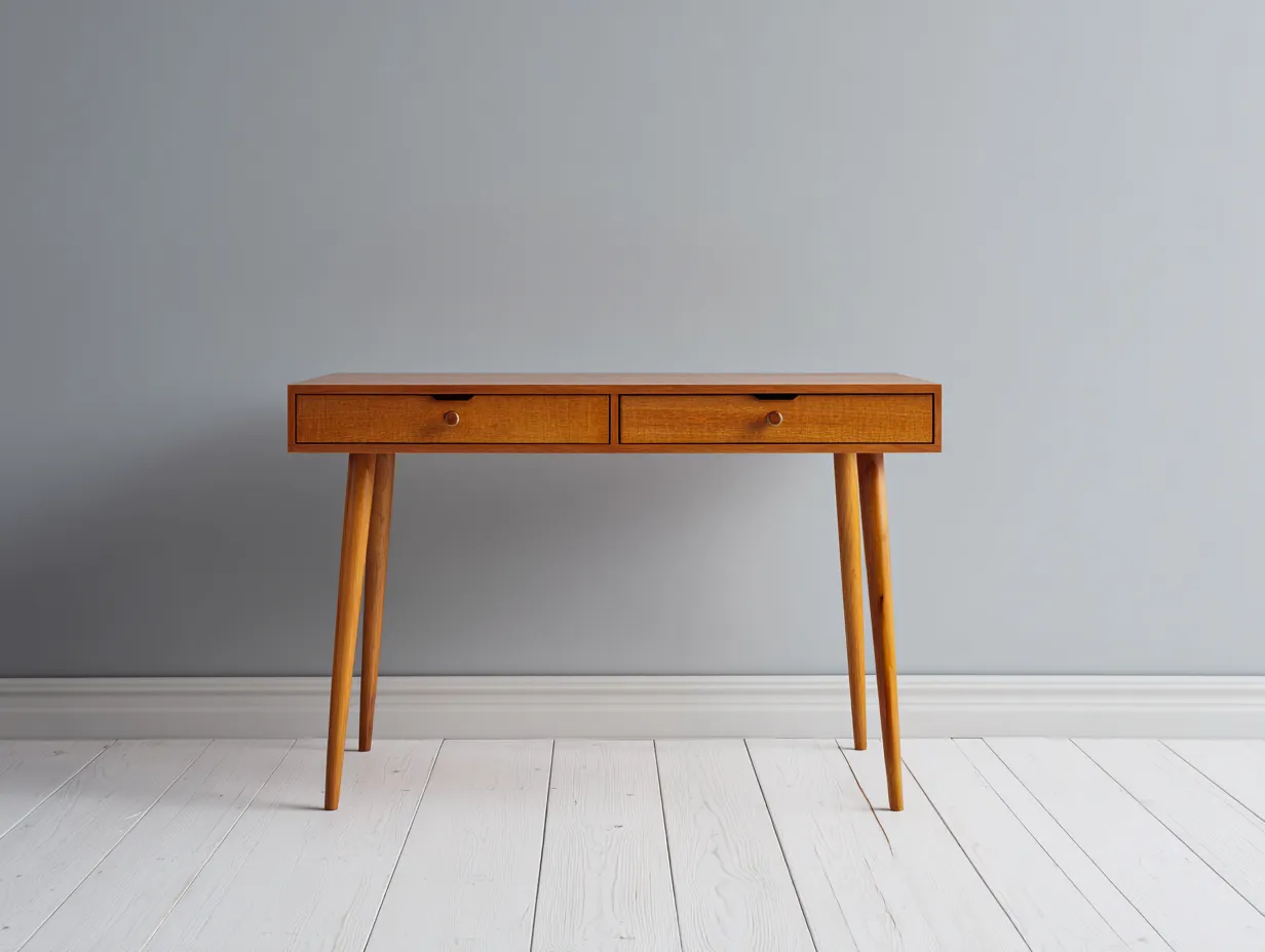 Schreibtisch aus Holz 120x45x78 cm - honigbraun - zwei Schubladen für Arbeitszimmer-Sariohaus