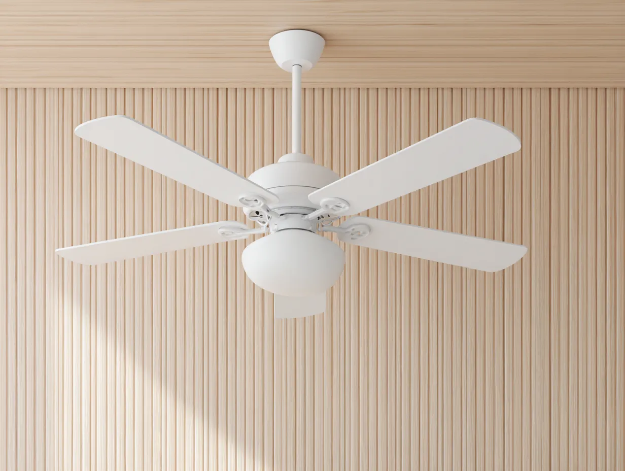 Deckenventilator Metall Glas 125x125x45 cm - Weiß - klassischer Wohnzimmer Ventilator mit Licht-Sariohaus