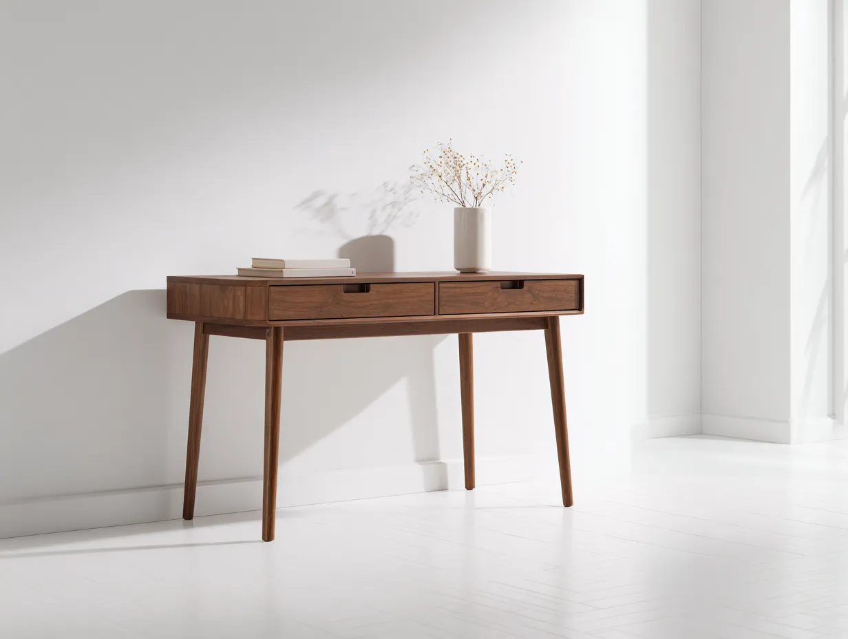 Schreibtisch aus Holz 130x50x78 cm - walnussbraun - Stauraum für Arbeitszimmer-Sariohaus