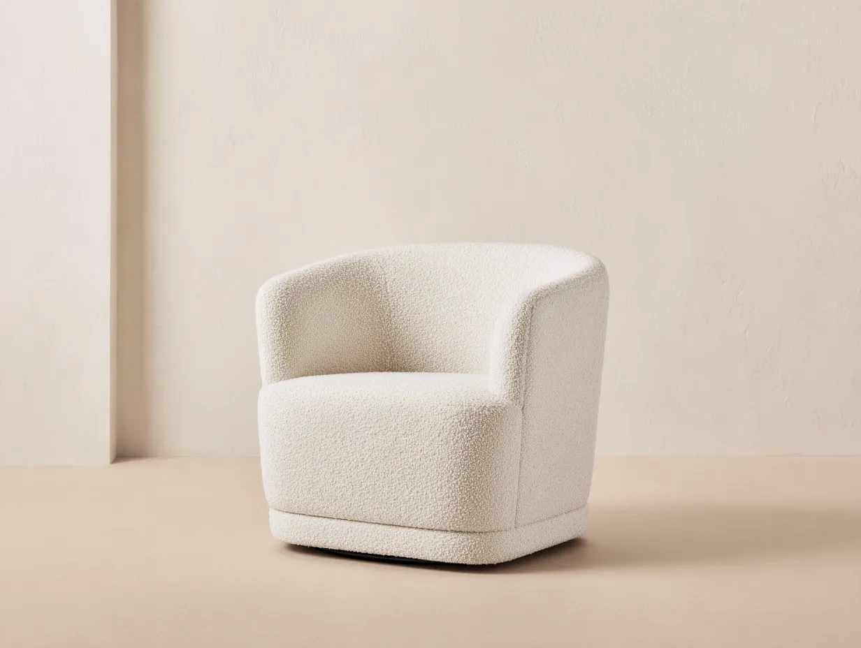 Sessel Bouclé 80x78x76 cm - wollweiß - runder Loungesessel für Wohnzimmer-Sariohaus