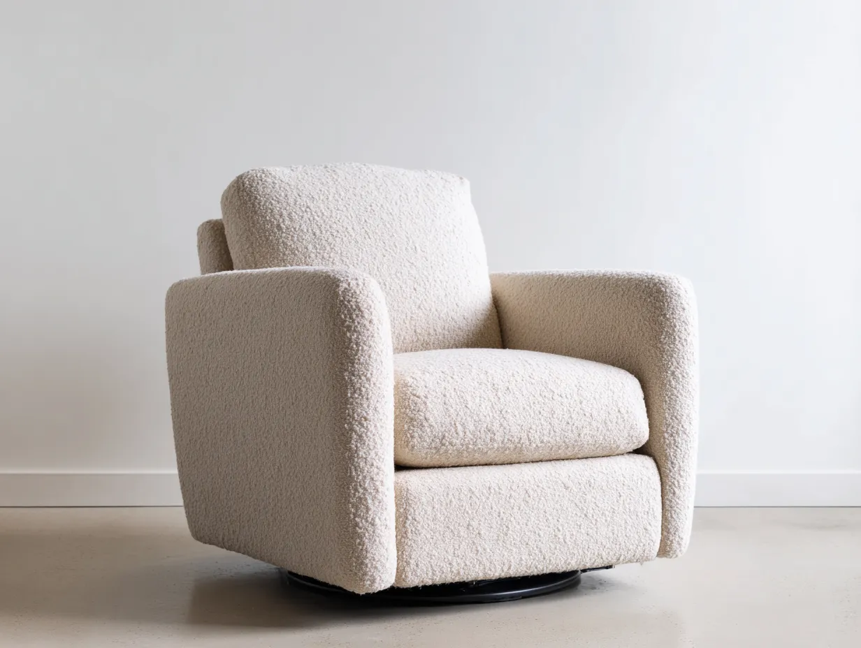 Sessel Bouclé 92x88x86 cm - cremeweiß - Drehsessel für Wohnzimmer-Sariohaus