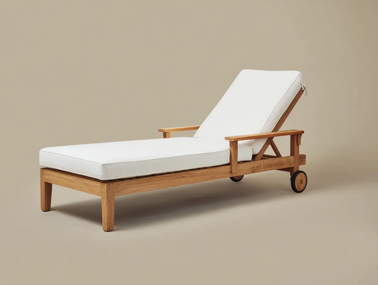 Sonnenliege Holz 206x72x88 cm - Honigbraun und Weiß - Outdoor-Liege mit Armlehnen-Sariohaus