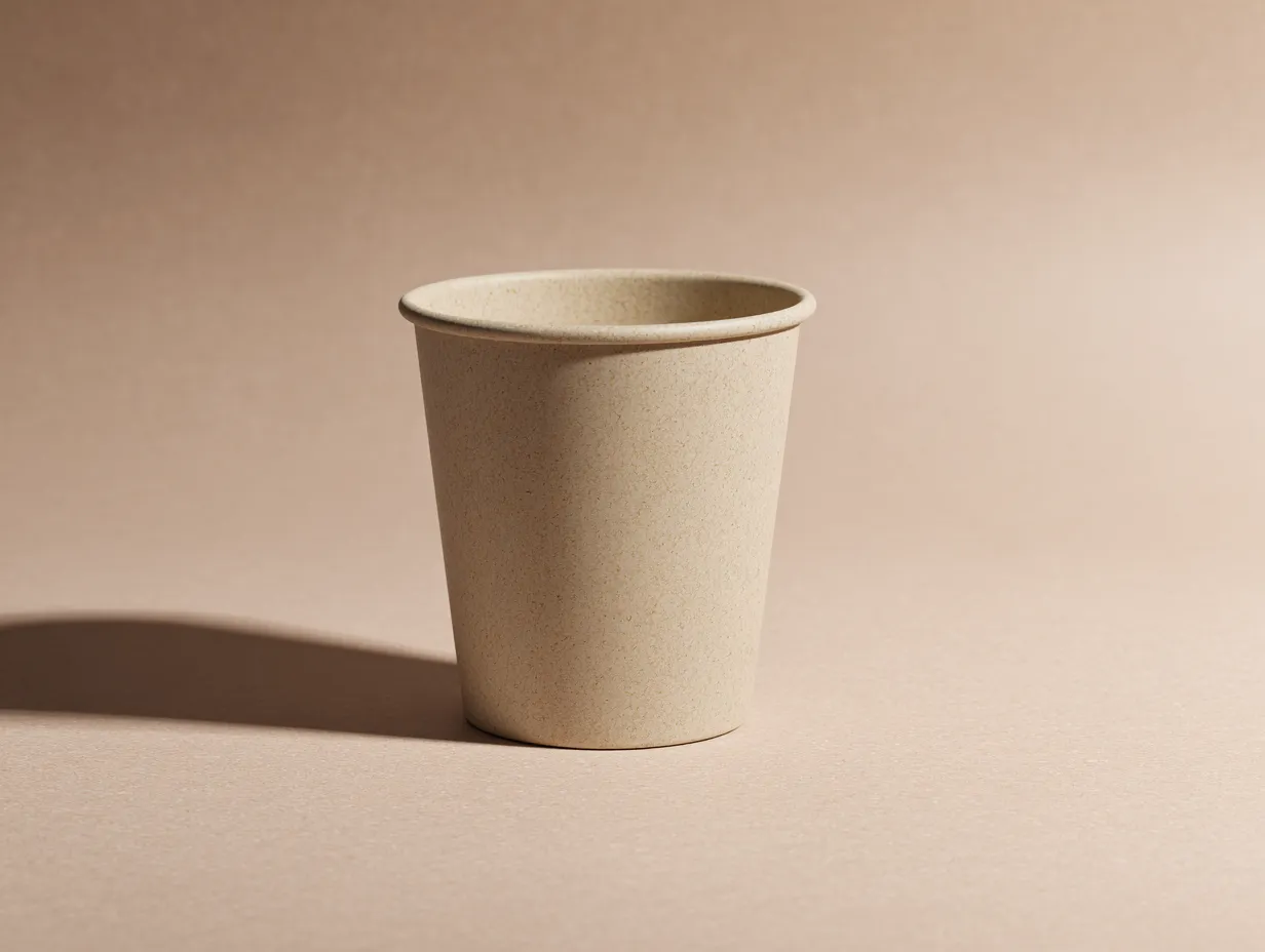 Vase aus Naturfaseroptik 16x16x20 cm - Sandbeige - schlichte Tischform für Terrasse-Sariohaus