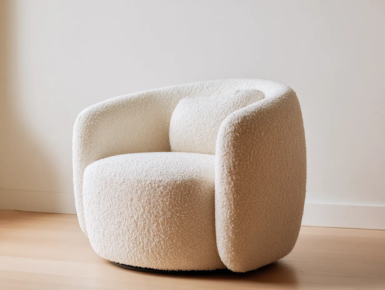 Sessel Bouclé 83x81x78 cm - creme - Drehbarer Cocktailsessel für Wohnzimmer-Sariohaus