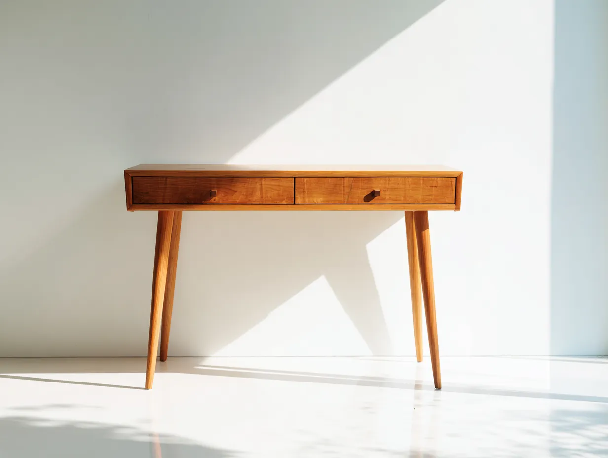Schreibtisch aus Holz 120x46x78 cm - karamellbraun - Griffmulden für Arbeitszimmer-Sariohaus