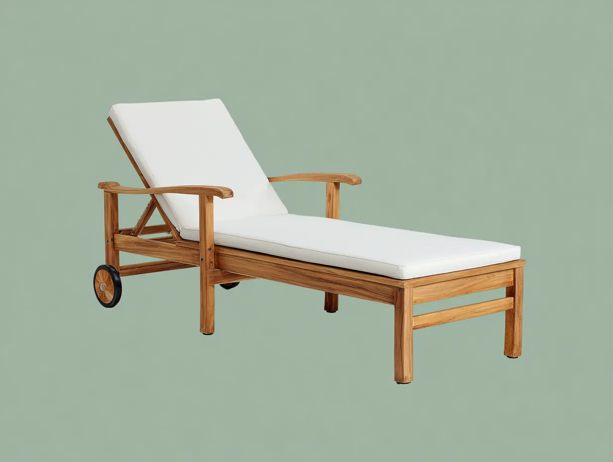 Sonnenliege Holz 204x68x82 cm - Natur - klappbare Rückenlehne für Terrasse-Sariohaus