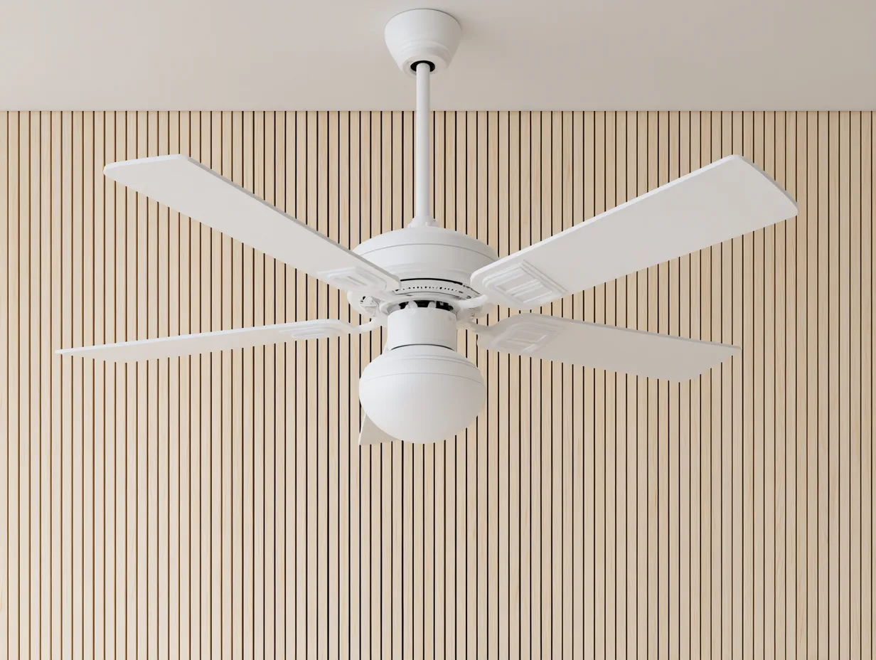 Deckenventilator Metall 128x128x44 cm - Weiß - mit zentraler Leuchte für Wohnzimmer-Sariohaus