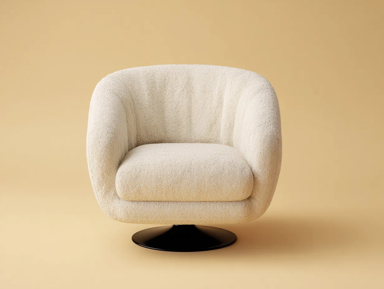 Sessel Cordstoff 80x76x82 cm - Beige - drehbarer Loungesessel-Sariohaus