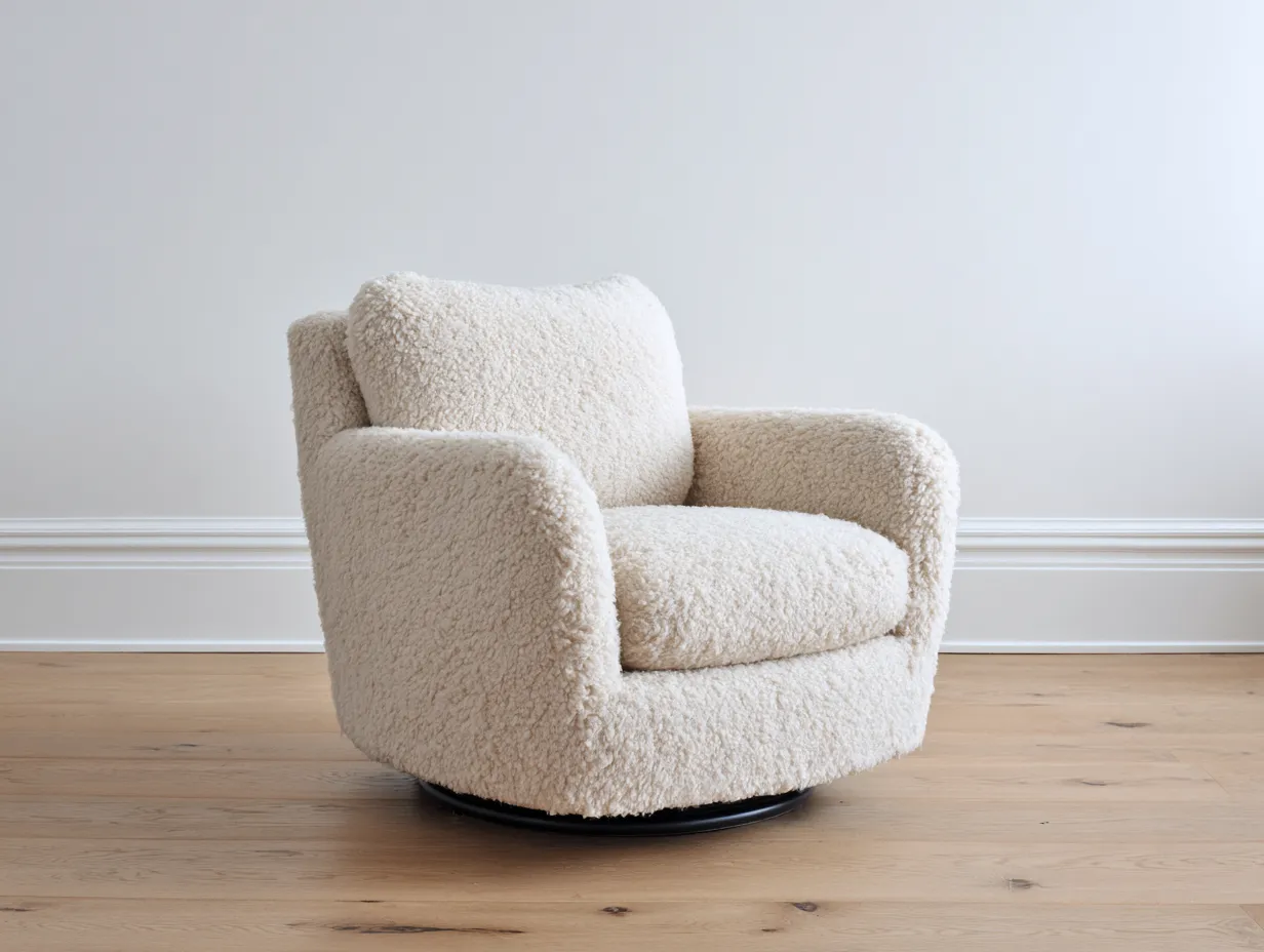 Sessel Teddy-Stoff 78x76x74 cm - cremeweiß - kleiner Drehsessel für Wohnzimmer-Sariohaus