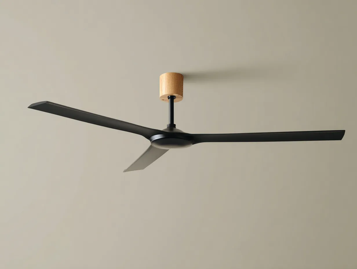 Deckenventilator Metall Holzoptik 142x142x35 cm - Schwarz und Natur - moderner Ventilator für Wohnzimmer-Sariohaus