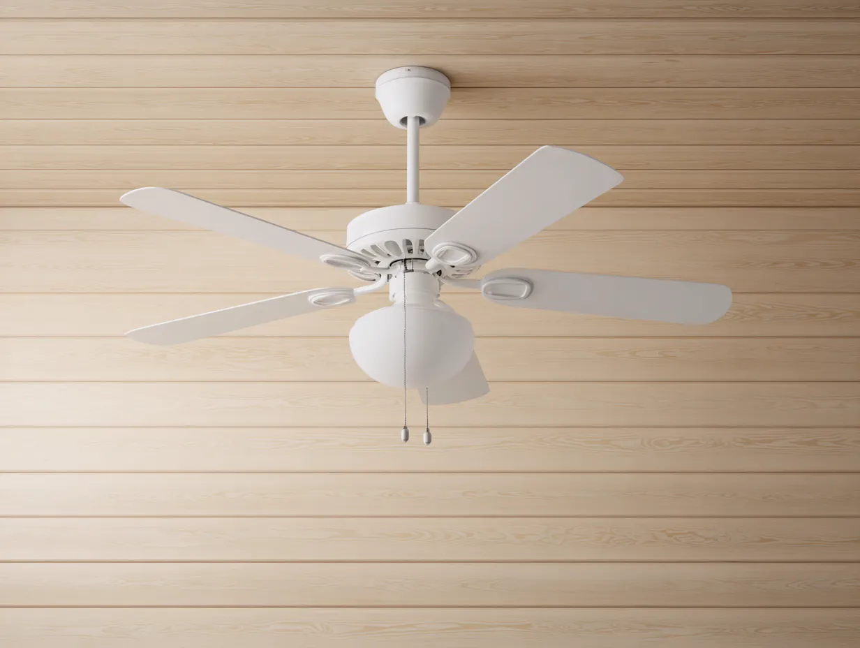 Deckenventilator Metall Glas 124x124x46 cm - Weiß - mit Leuchte und Zugschaltern für Wohnzimmer-Sariohaus