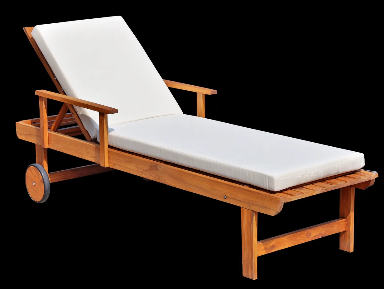 Sonnenliege Holz 200x69x84 cm - Natur und Weiß - verstellbare Gartenliege mit Rollen-Sariohaus