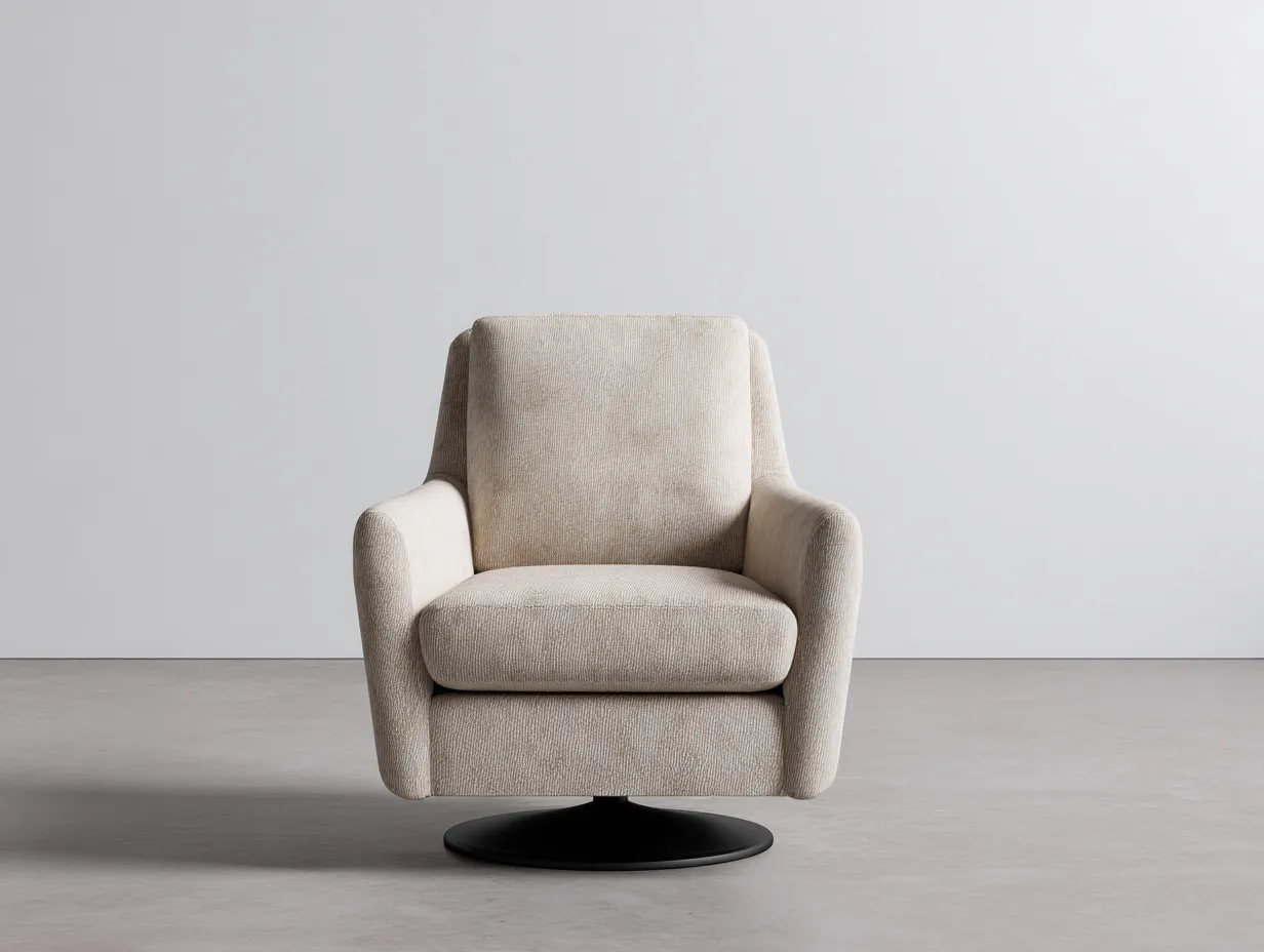 Sessel Strukturstoff 82x86x88 cm - beige - drehbarer Wohnzimmersessel-Sariohaus
