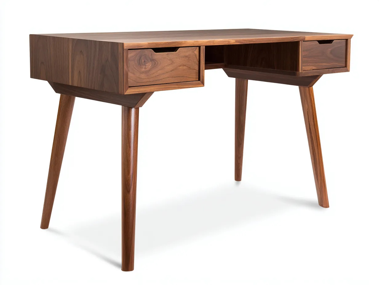 Schreibtisch aus Holz 128x52x78 cm - dunkelwalnuss - zwei Schubladen für Arbeitszimmer-Sariohaus