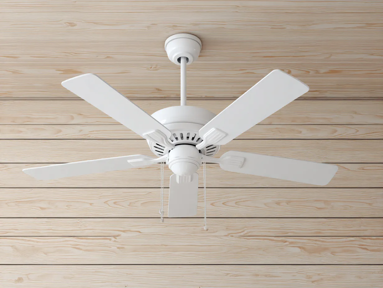 Deckenventilator Metall 122x122x42 cm - Weiß - klassischer Ventilator mit Zugschaltern-Sariohaus