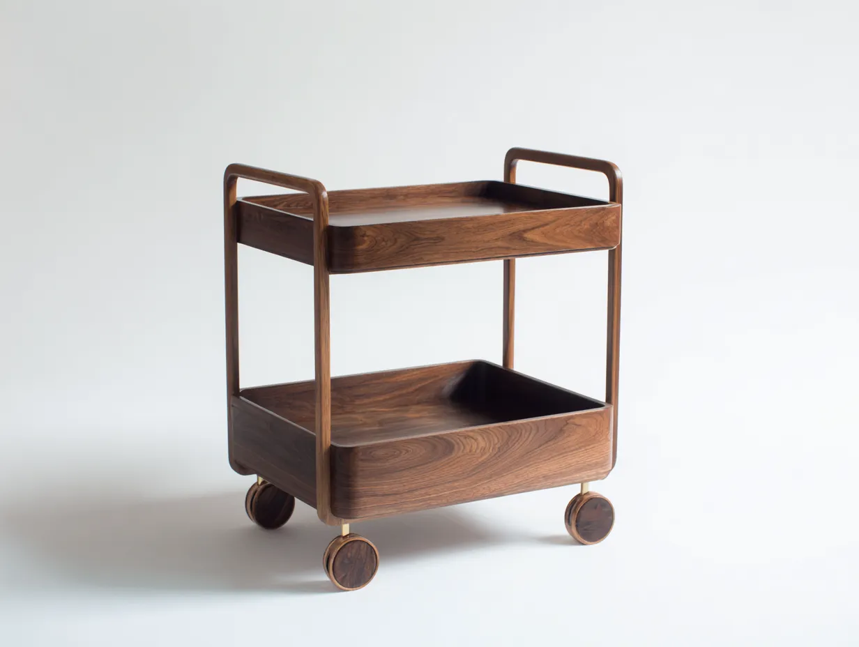 Carrito de cocina 74x35x82 cm - madera negra - tres estantes estrechos con ruedas