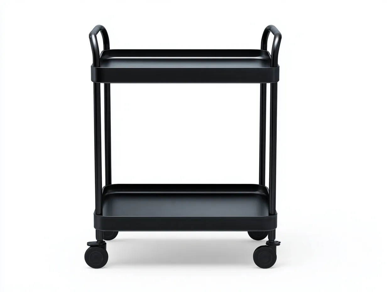 Carrito de cocina 82x43x78 cm - acero negro - dos bandejas con asas curvas