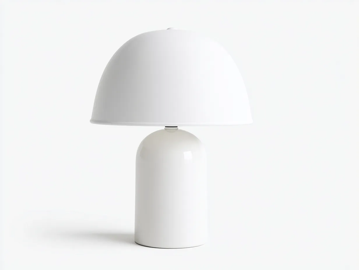 Lámpara de escritorio tipo cúpula 34x34x44 cm - blanco brillante - base redondeada para estudio