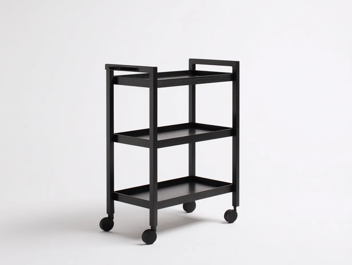 Carrito de cocina 88x40x77 cm - madera roble claro - dos bandejas con ruedas