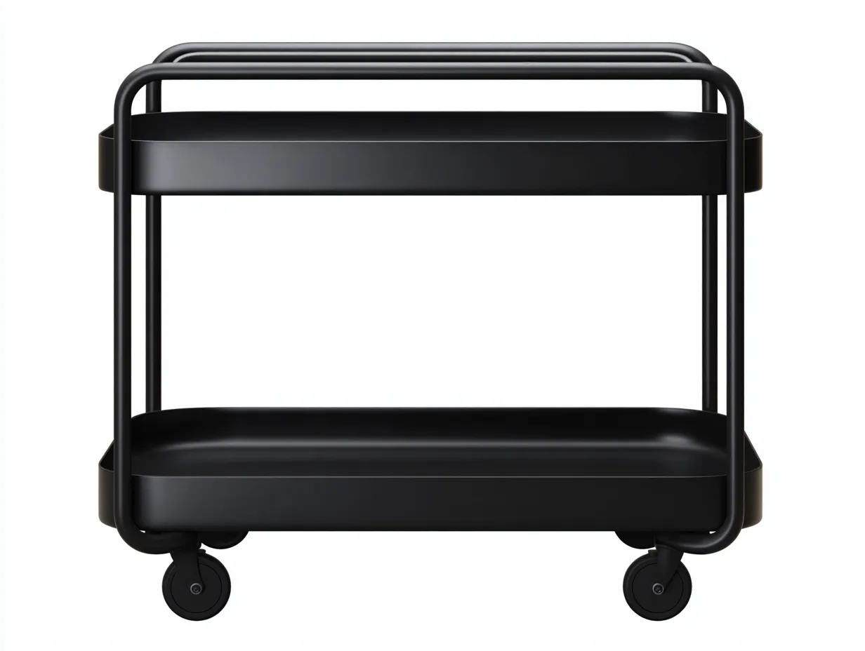 Carrito de cocina 86x42x76 cm - metal negro - dos niveles con marco tubular