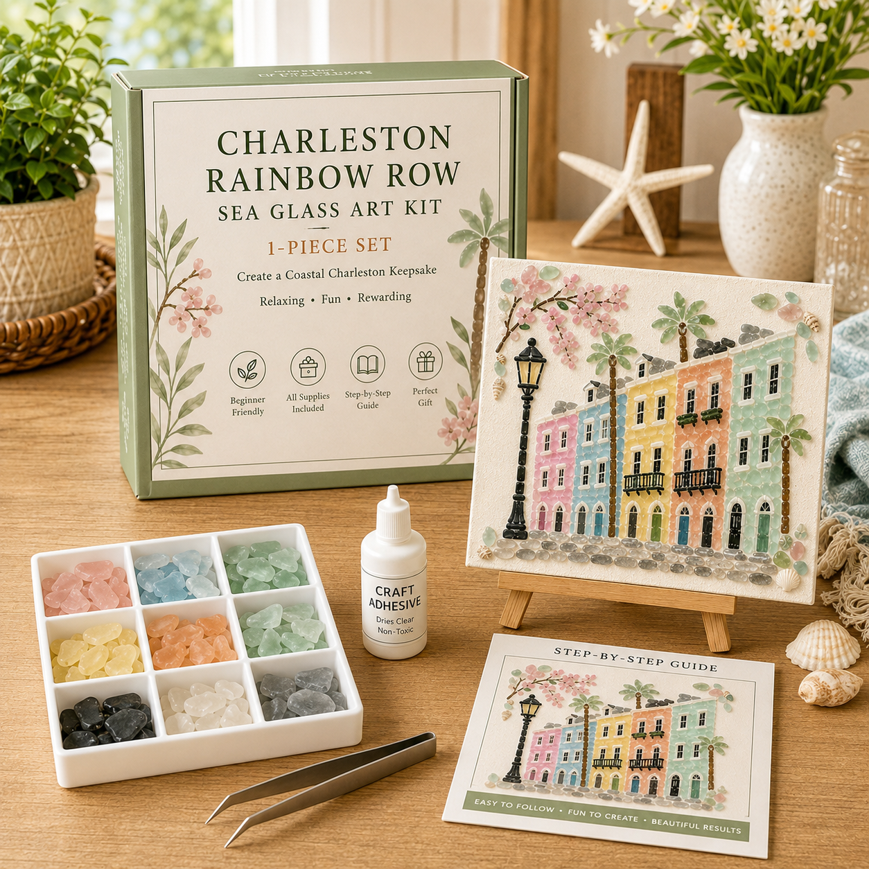 Charleston Rainbow Row sea glass art kit