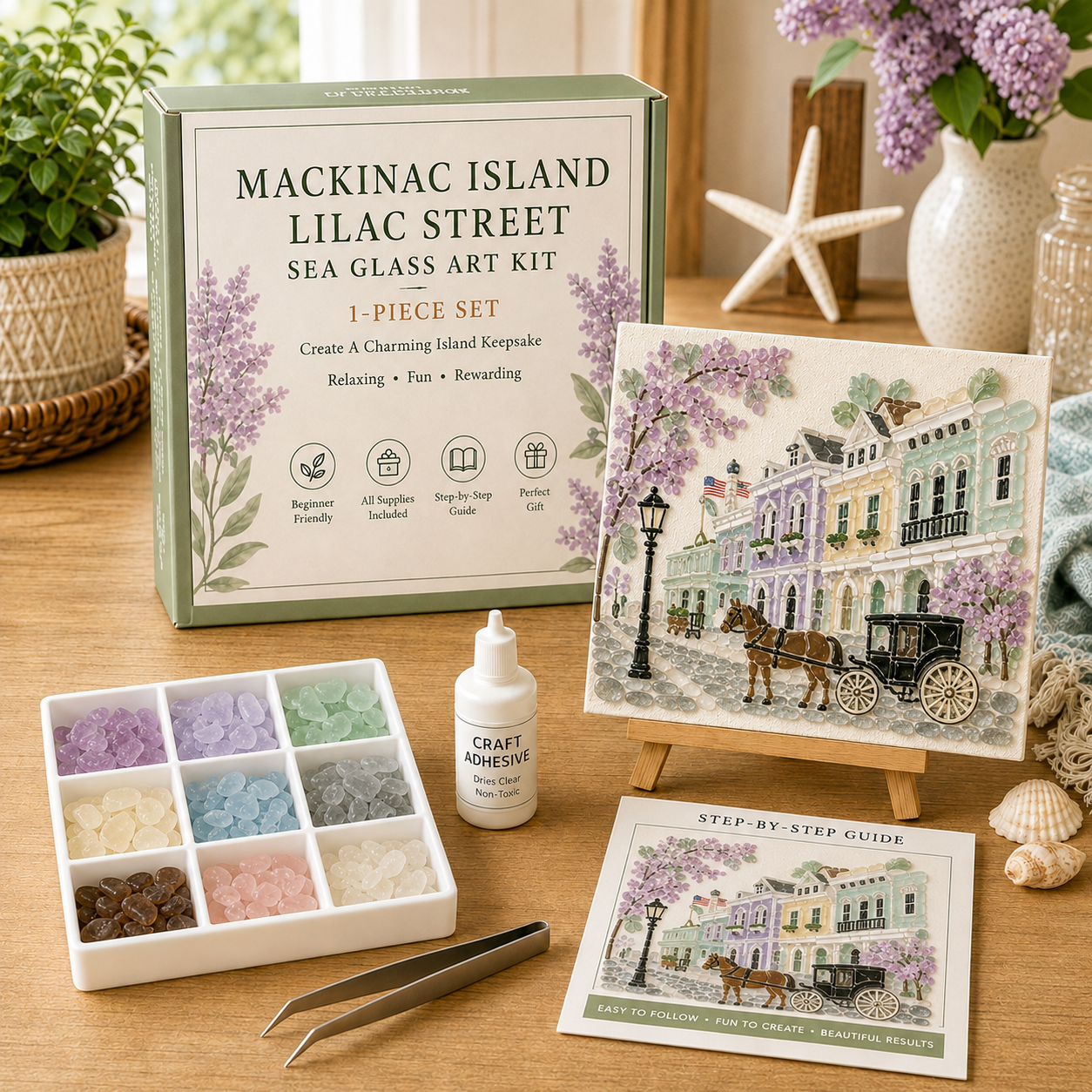 Mackinac Island Lilac Street sea glass art kit