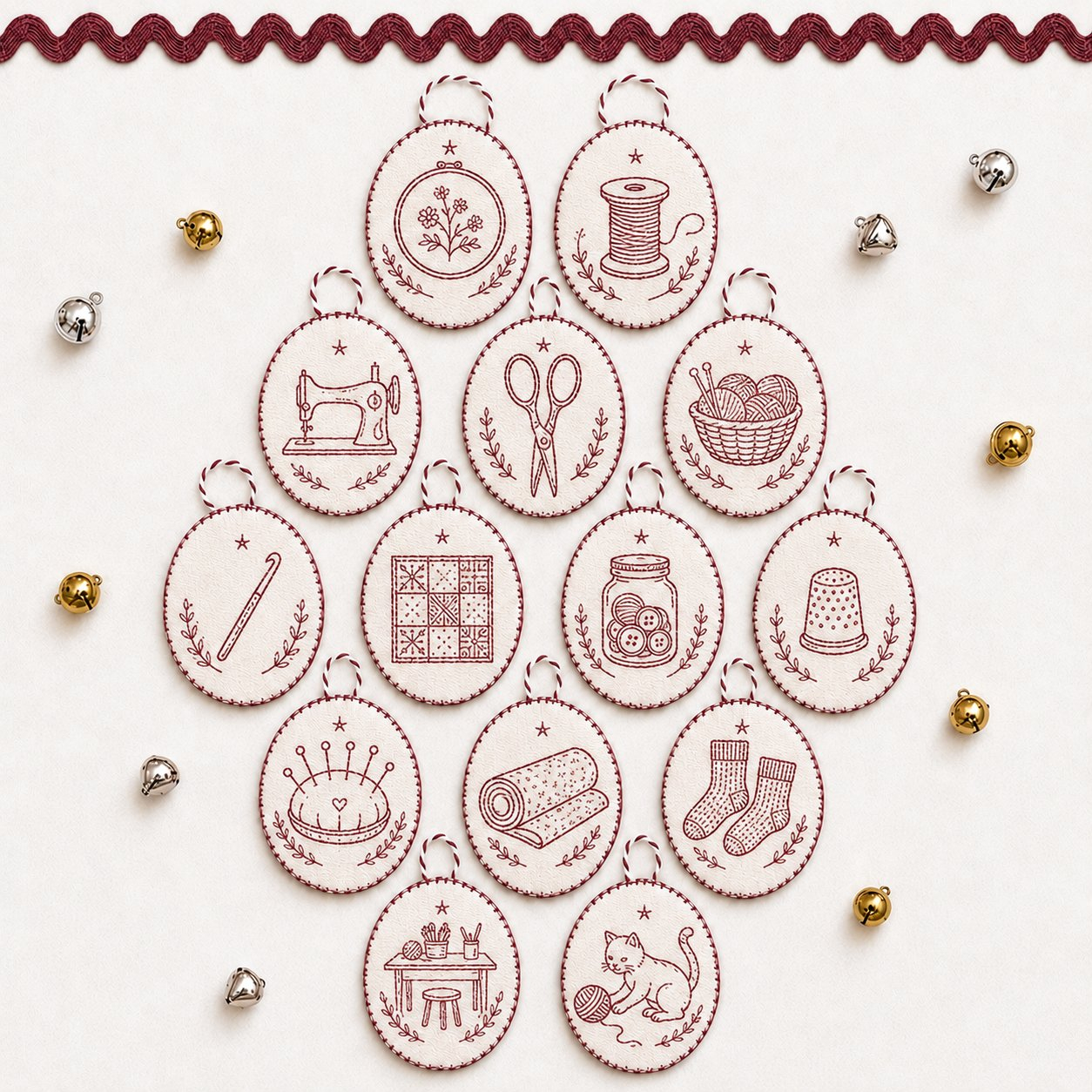🧵 DIY Oval Embroidery Ornament Kit Collection