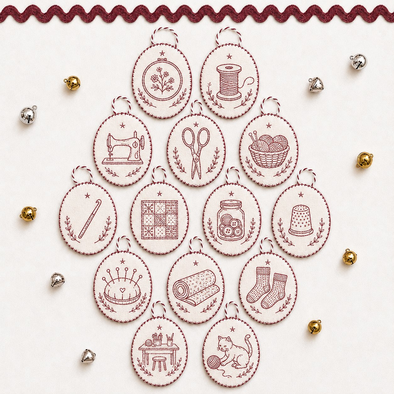 🧵 DIY Oval Embroidery Ornament Kit Collection