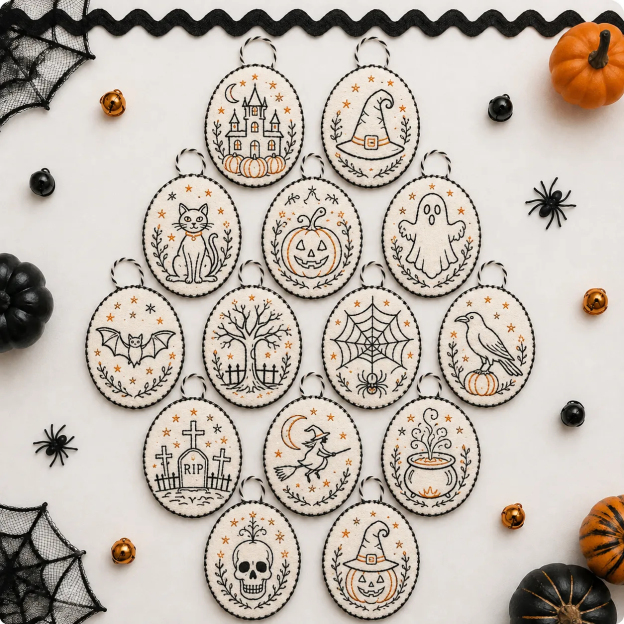 🧵 DIY Oval Embroidery Ornament Kit Collection