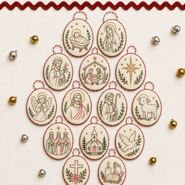 🧵 DIY Oval Embroidery Ornament Kit Collection