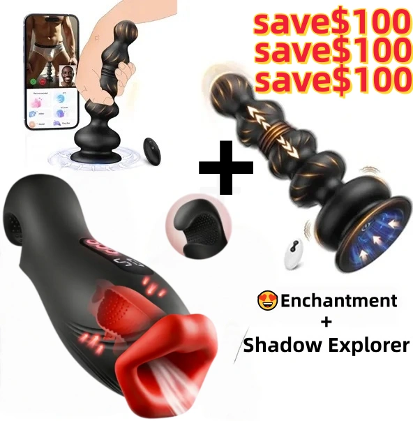 👅🔥Enchantment - 9 Vibrations 4 Suctions Clamping Suction Oral Simulation Male Masturbator