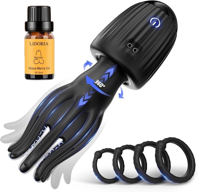 🔥2026 Vibration & Suction Silicone Male Stroker | Rechargeable Adult Toy for Men, Flexible Finger Design with 4 Cock Rings