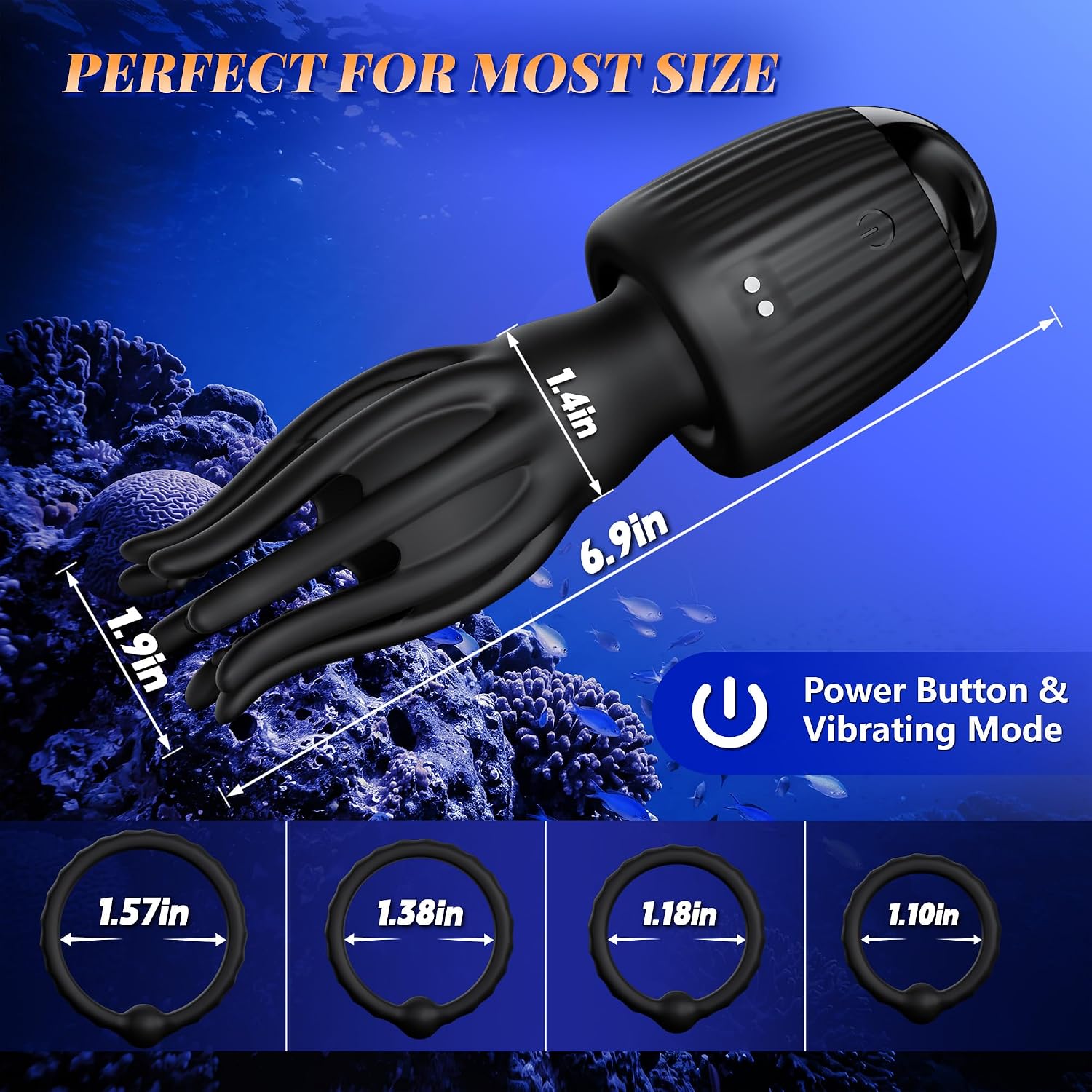 🔥2026 Vibration & Suction Silicone Male Stroker | Rechargeable Adult Toy for Men, Flexible Finger Design with 4 Cock Rings