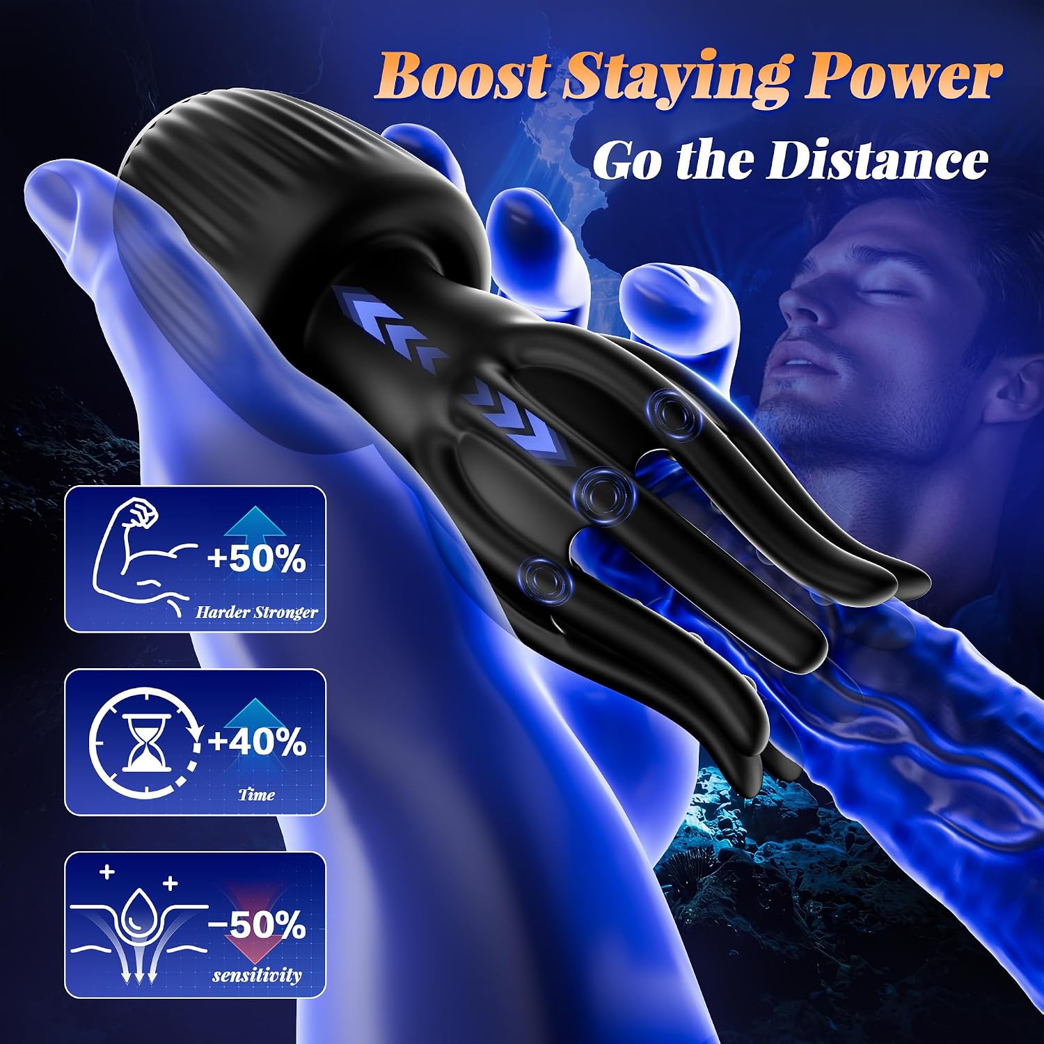 🔥2026 Vibration & Suction Silicone Male Stroker | Rechargeable Adult Toy for Men, Flexible Finger Design with 4 Cock Rings