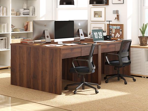 Giratree 43" Small Computer Desk with 2 Drawers, Mid Century Modern Writing Study Table for Home Office, Vintage PC Work Desk with Storage for Bedroom Small Spaces, Easy Assembly Giratree 43" Small Computer Desk with 2 Drawers, Mid Century Modern Writing Study Table for Home Office, Vintage PC Work Desk with Storage for Bedroom Small Spaces, Easy Assembly