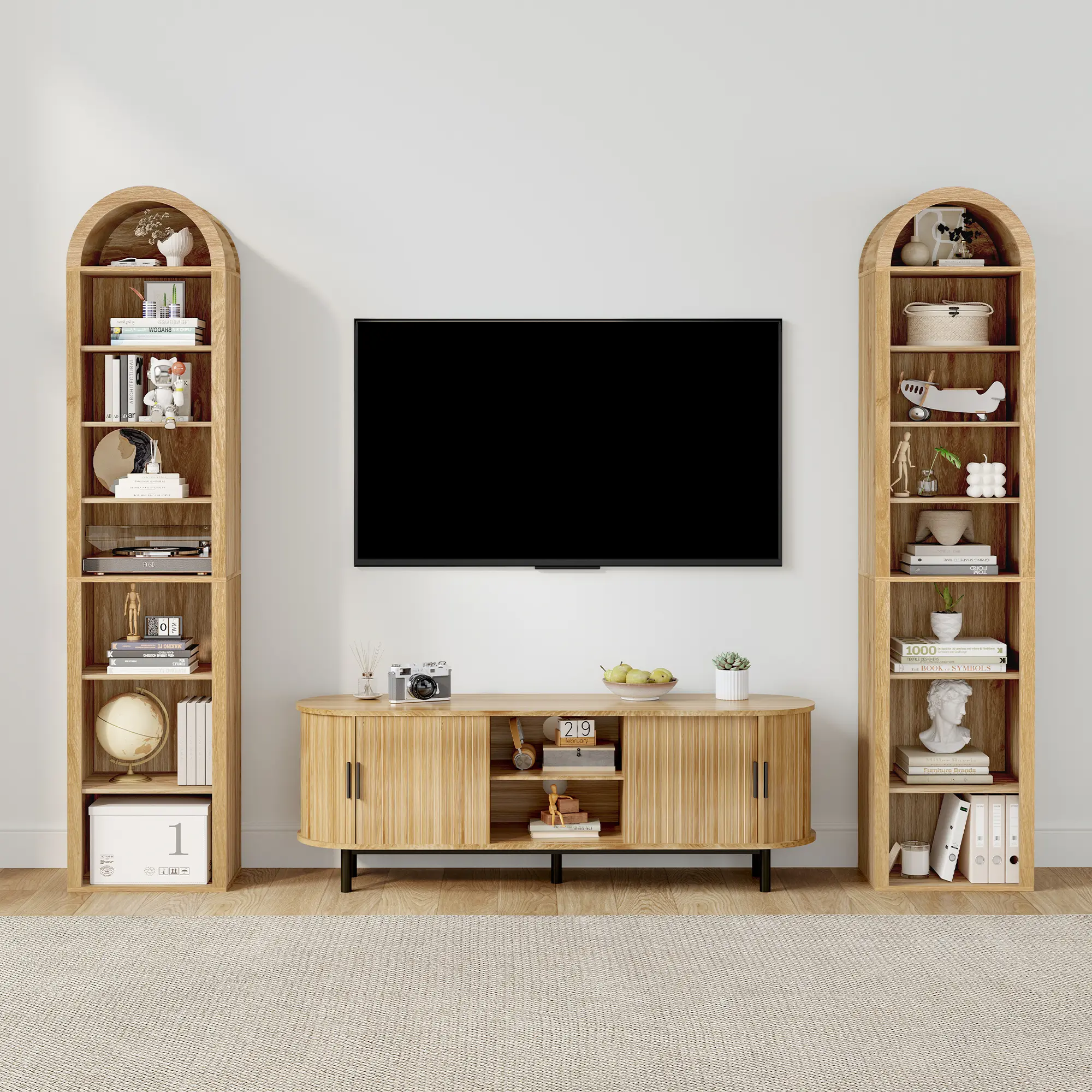 Librero de Madera con Diseño Arqueado